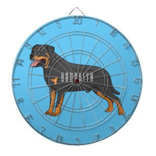 Rottweiler dog cartoon illustration dartboard