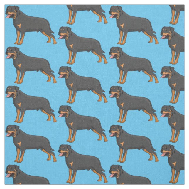 Rottweiler dog cartoon illustration  fabric (Swatch)