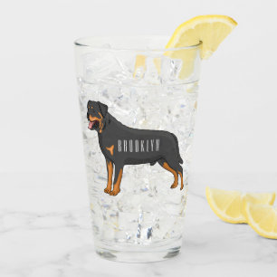 Rottweiler dog cartoon illustration glass