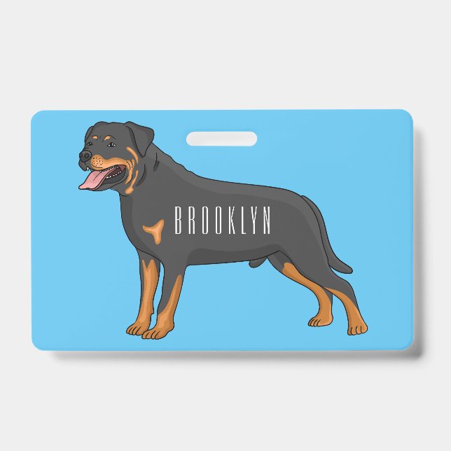Rottweiler dog cartoon illustration  ID badge (Front)