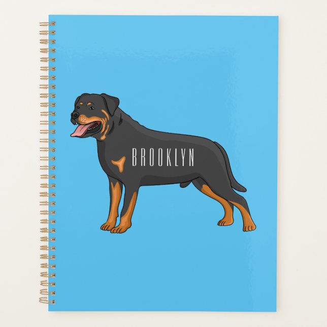 Rottweiler dog cartoon illustration  planner (Front)