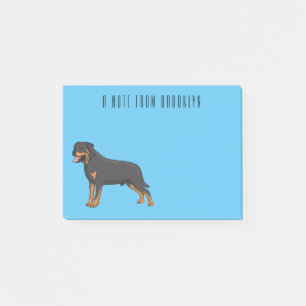 Rottweiler dog cartoon illustration post-it notes