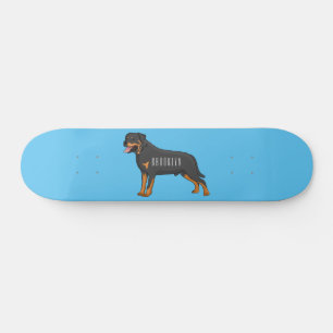 Rottweiler dog cartoon illustration skateboard