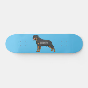Rottweiler dog cartoon illustration  skateboard