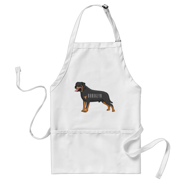 Rottweiler dog cartoon illustration standard apron (Front)