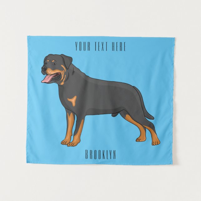 Rottweiler dog cartoon illustration tapestry (Front (Horizontal))