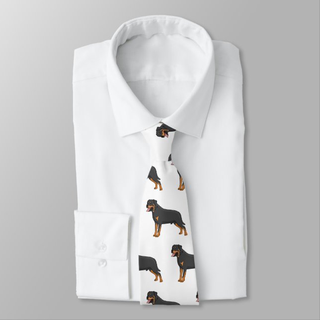 Rottweiler dog cartoon illustration  tie (Tied)
