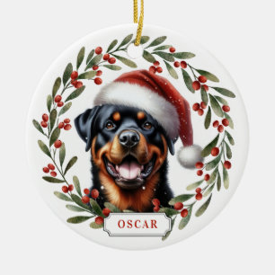 Rottweiler Dog Ceramic Circle Ornament