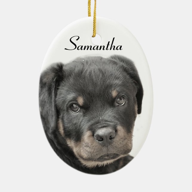 Rottweiler dog ceramic tree decoration (Back)