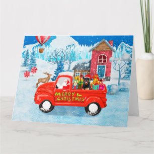 Rottweiler Dog Christmas Delivery Truck Snow Card