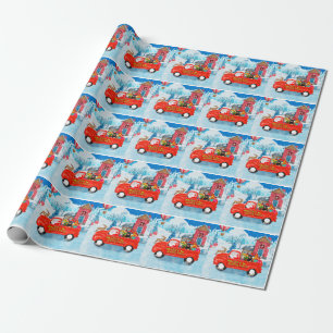Rottweiler Dog Christmas Delivery Truck Snow Wrapping Paper