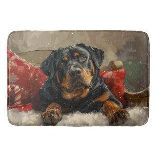 Rottweiler Dog Christmas Festive  Bath Mat