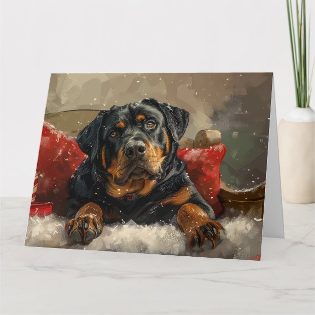 Rottweiler Dog Christmas Festive  Card (Front)