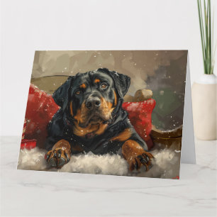 Rottweiler Dog Christmas Festive  Card