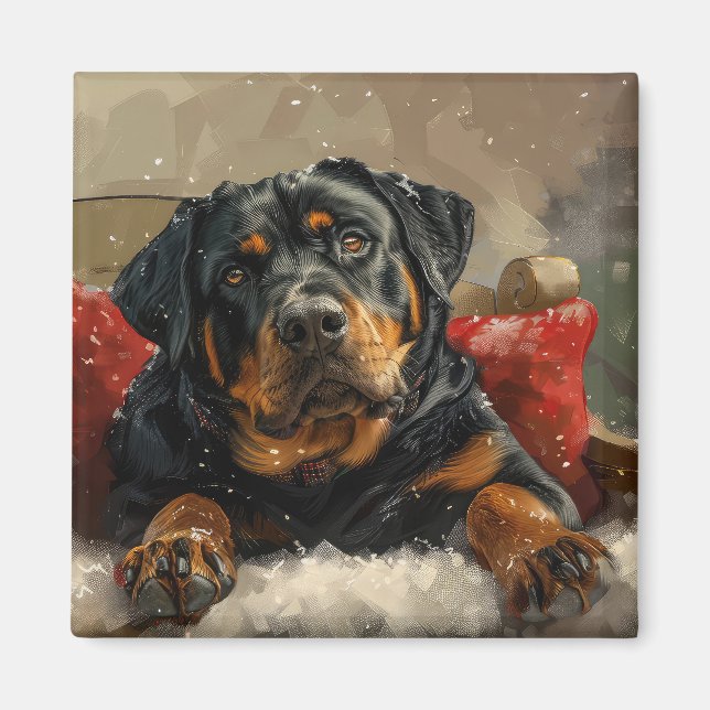 Rottweiler Dog Christmas Festive  Magnet (Front)