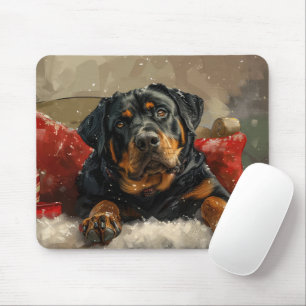 Rottweiler Dog Christmas Festive Mouse Pad