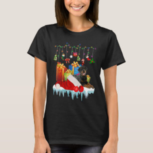 Rottweiler Dog Christmas Lights Santa Hat  Boxes T-Shirt