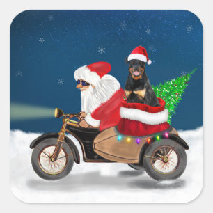 Rottweiler Dog Christmas Santa Claus Square Sticker