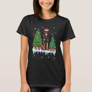 Rottweiler Dog Christmas Tree Xmas Lights Puppy T-Shirt