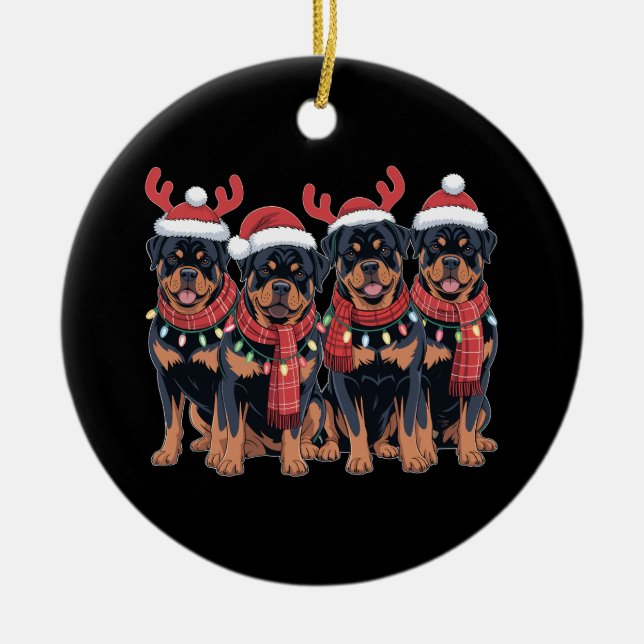 Rottweiler Dog Christmas Xmas Family Dad Mum Ceramic Tree Decoration (Front)