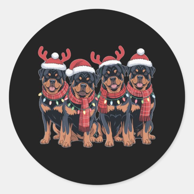 Rottweiler Dog Christmas Xmas Family Dad Mum Classic Round Sticker (Front)