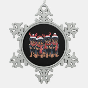 Rottweiler Dog Christmas Xmas Family Dad Mum Snowflake Pewter Christmas Ornament