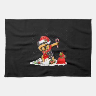 Rottweiler Dog Dabbing Funny Christmas Gift Tea Towel