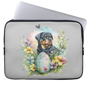 Rottweiler Dog Easter Egg, Happy Easter Rottweiler Laptop Sleeve