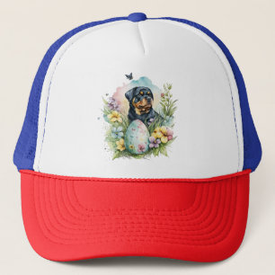 Rottweiler Dog Easter Egg, Happy Easter Rottweiler Trucker Hat