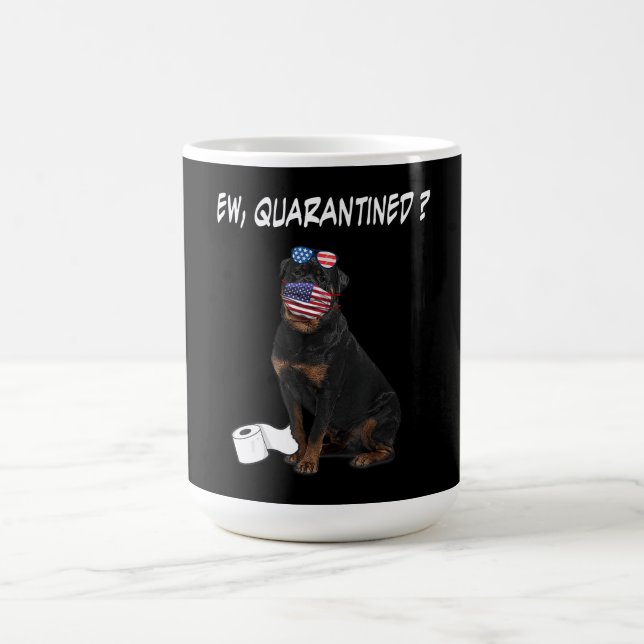 Rottweiler Dog Ew Quarantined Dog Wearing A Face Coffee Mug (Center)
