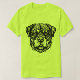 Rottweiler Dog Face - Black Line Art T-Shirt