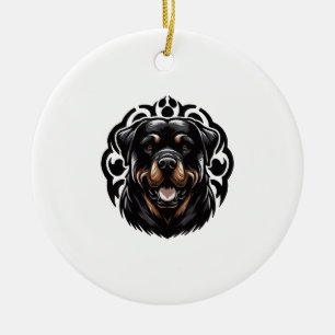 Rottweiler Dog Face Ceramic Tree Decoration