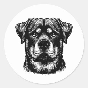 Rottweiler Dog Face- Line Art Classic Round Sticker
