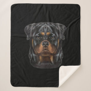 Rottweiler Dog Face Zip Hoodie Sherpa Blanket