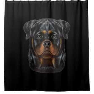 Rottweiler Dog Face Zip Hoodie Shower Curtain