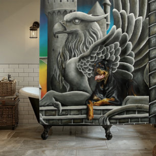 Rottweiler Dog Fantasy Gargoyle  Shower Curtain