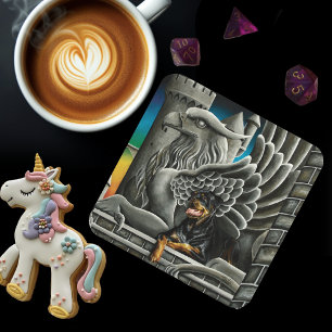 Rottweiler Dog Gargoyle Fantasy Coaster