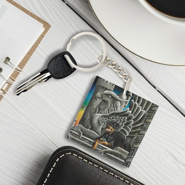 Rottweiler Dog Gargoyle Fantasy Key Ring (Creator Uploaded)