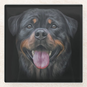 Rottweiler dog glass coaster