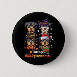 Rottweiler Dog Hallothanksmas Halloween Thanksgivi 6 Cm Round Badge