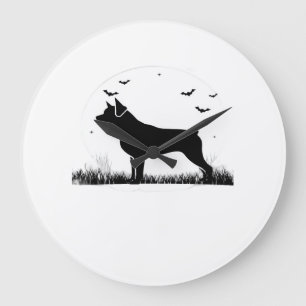 Rottweiler Dog Halloween Moon Silhouette Oversize Large Clock