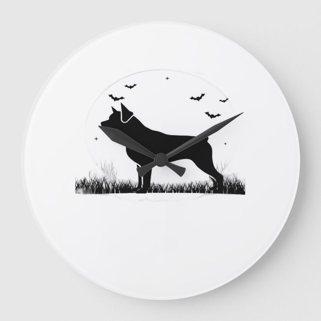 Rottweiler Dog  Halloween Moon Silhouette Oversize Large Clock (Front)