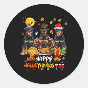 Rottweiler Dog Happy Halloween Thanksgiving Merry Classic Round Sticker