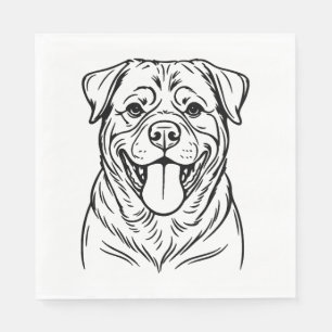 Rottweiler Dog Line Art – minimalist art line Napkin