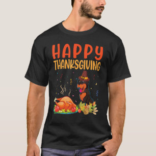 Rottweiler Dog Look Turkey Meat Dish Happy Thanksg T-Shirt
