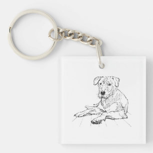 Rottweiler Dog Lover Minimalist Illustration Key Ring