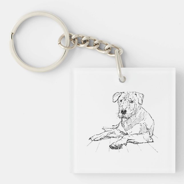 Rottweiler Dog Lover Minimalist Illustration Key Ring (Front)
