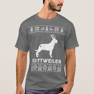 Rottweiler Dog Lover Xmas Reindeer Ugly Christmas T-Shirt