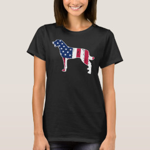 Rottweiler Dog Lovers American Flag 4th Of July T-Shirt