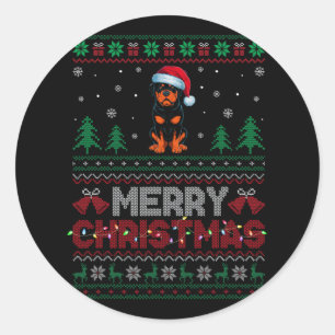 Rottweiler Dog Lovers Santa Hat Christmas Tree Lig Classic Round Sticker